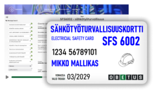 Sähkötyöturvallisuuskortti SFS 6002